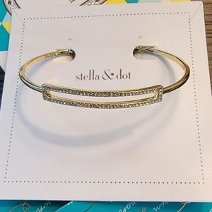 Stella & Dot Pave Rectangle Gold Bracelet NIB